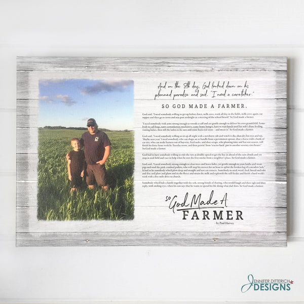 God Made A Farmer Canvas Print with Custom Photo - Jennifer Ditterich Designs