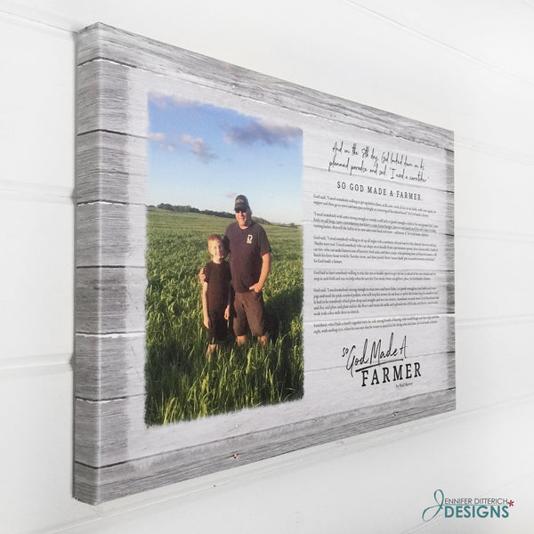 God Made A Farmer Canvas Print with Custom Photo - Jennifer Ditterich Designs