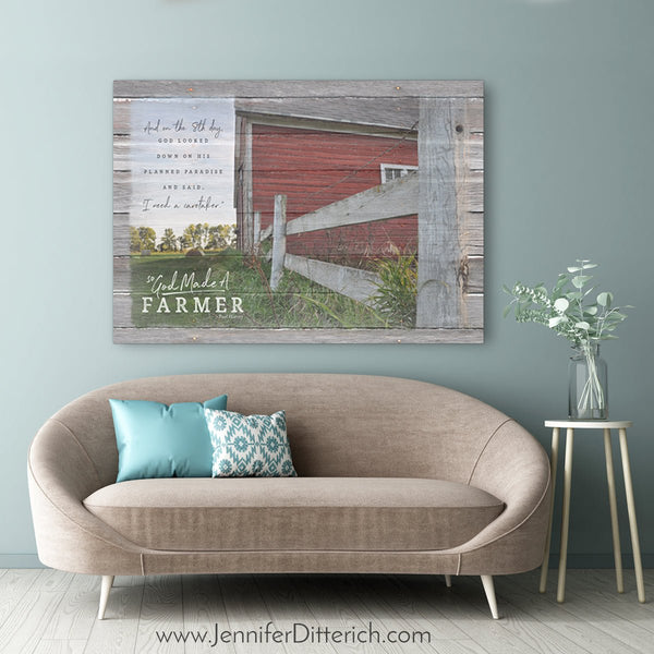 So God Made A Farmer Canvas Print - Caretaker Verse - Jennifer Ditterich Designs