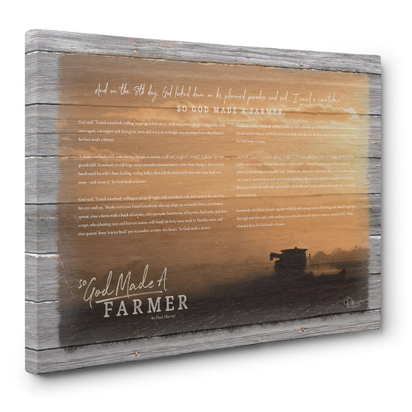 So God Made A Farmer Canvas Print - Sunset Harvest With Speech - Jennifer Ditterich Designs