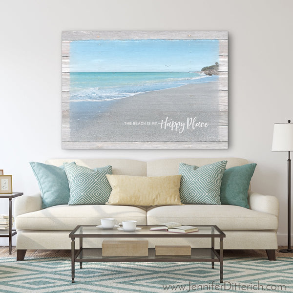 My Happy Place 6x6 inch Original Coastal Inspired Painting on Canvas with  painted sides