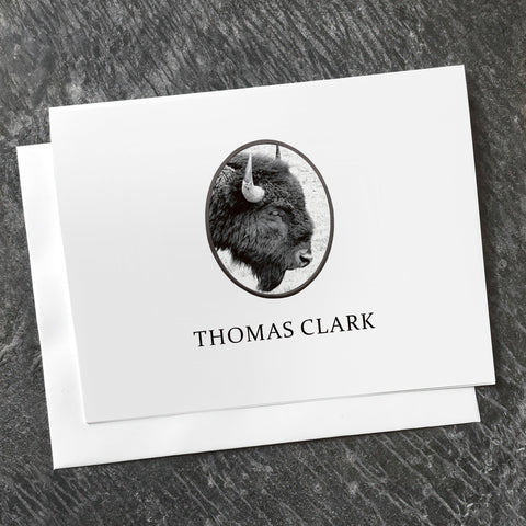 Bison Note Card Set with Custom Name - Jennifer Ditterich Designs