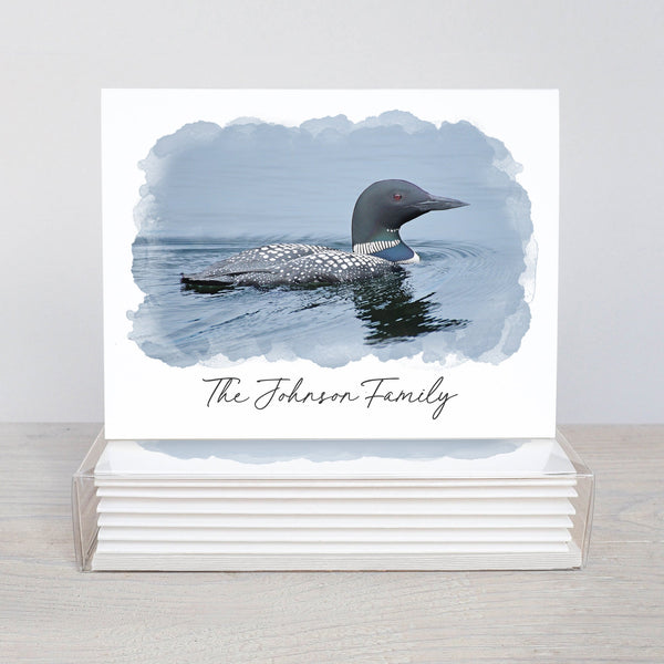 Loon Note Card Boxed Set with Custom Name - Jennifer Ditterich Designs