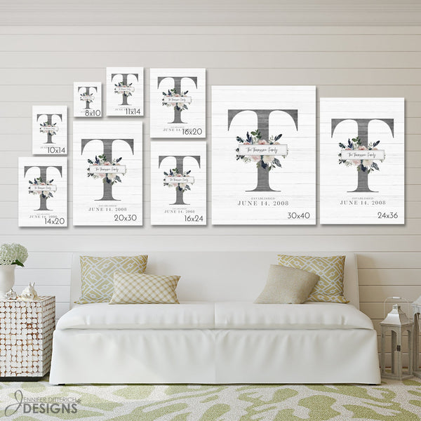 Baby Monogram Nursery Art - with Name and Birth Date - Jennifer Ditterich Designs