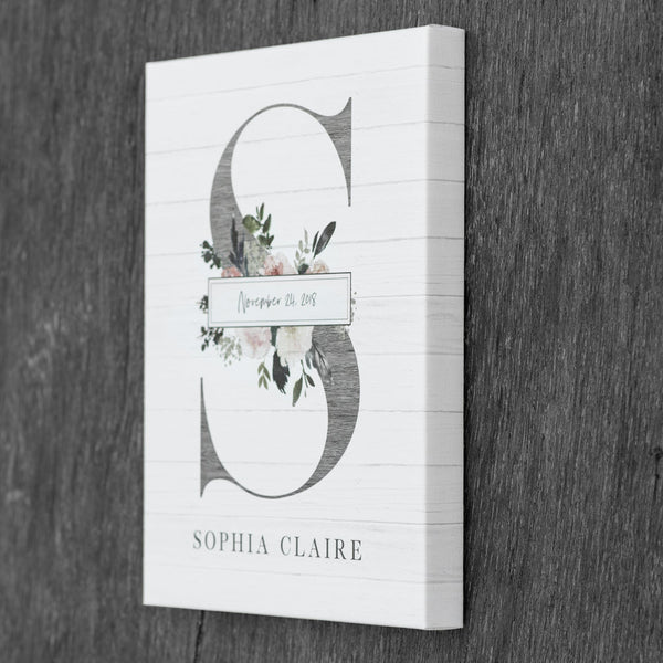 Baby Monogram Nursery Art - with Name and Birth Date - Jennifer Ditterich Designs