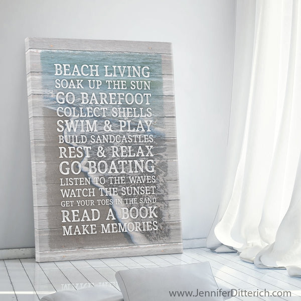 Beach Rules Sign - Canvas Print - Jennifer Ditterich Designs
