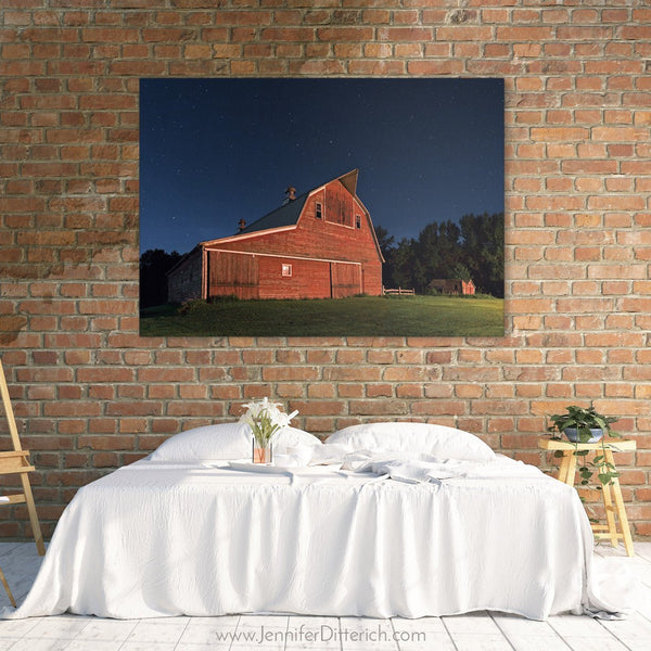 Big Dipper over Red Barn Canvas Print - Jennifer Ditterich Designs