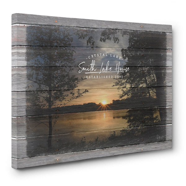 Custom Lake House Canvas Print with Family Name - Jennifer Ditterich Designs