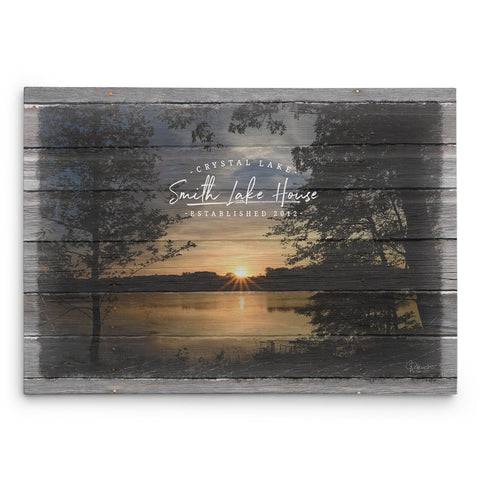 Custom Lake House Canvas Print with Family Name - Jennifer Ditterich Designs