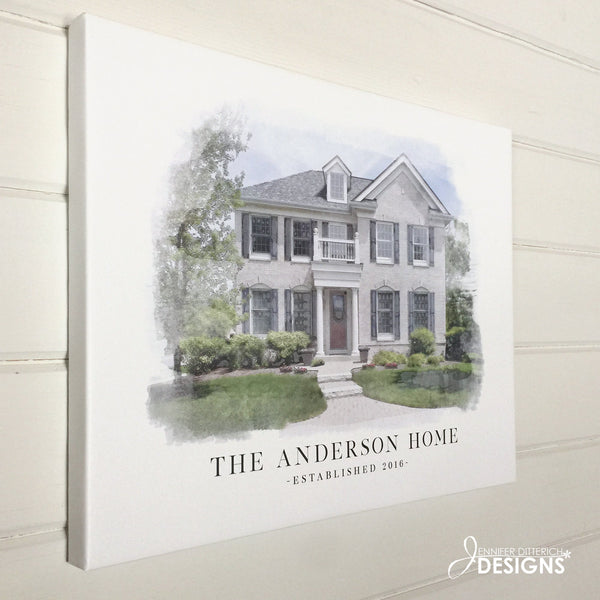 Custom Watercolor Home Portrait - Jennifer Ditterich Designs