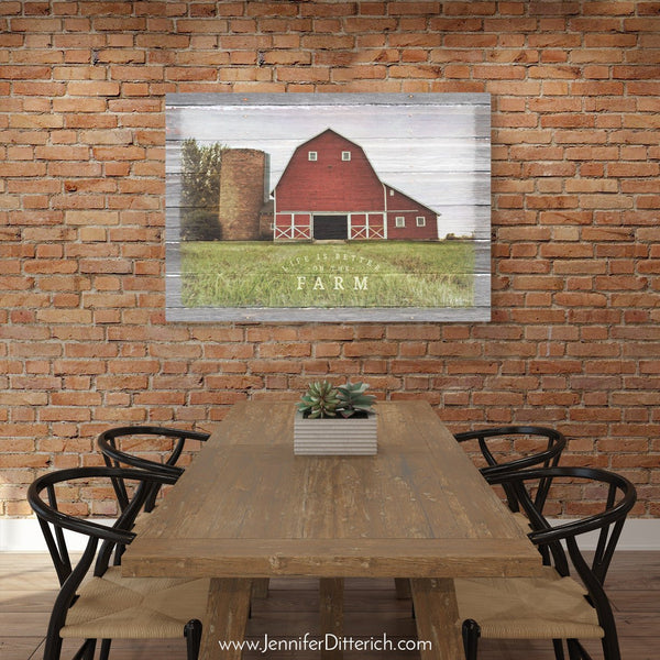 Farm Scene With Barn - Life is Better on the Farm - Canvas Print - Jennifer Ditterich Designs