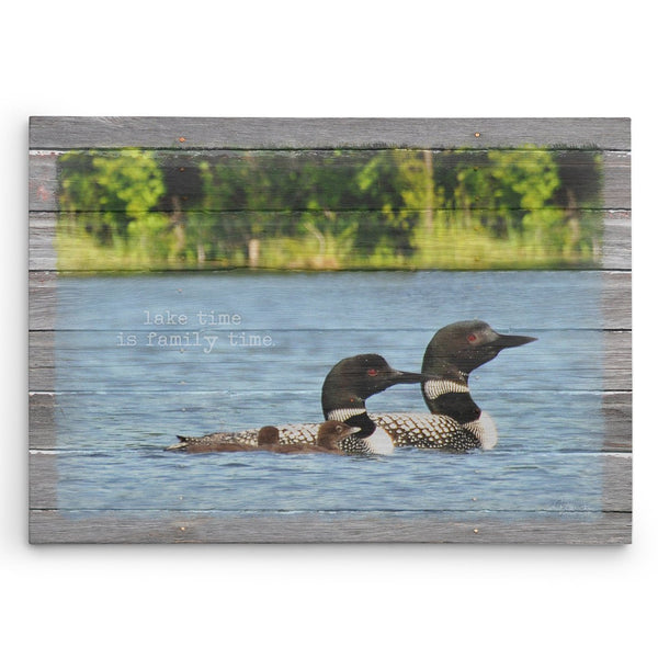 Lake Time is Family Time - Loon Canvas Print - Jennifer Ditterich Designs