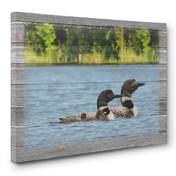 Lake Time is Family Time - Loon Canvas Print - Jennifer Ditterich Designs