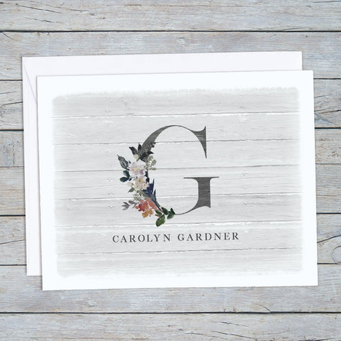 Monogram Note Card Set with Custom Name - Jennifer Ditterich Designs