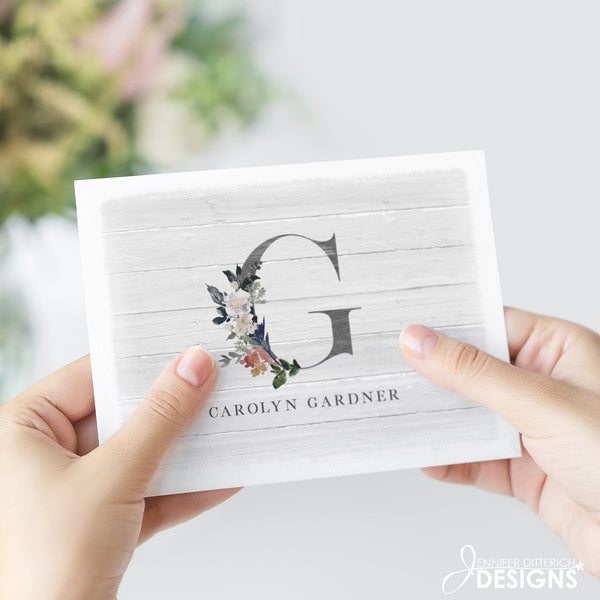 Monogram Note Card Set with Custom Name - Jennifer Ditterich Designs