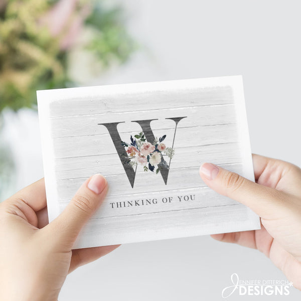 Monogram Thinking of You Note Card Set - Jennifer Ditterich Designs