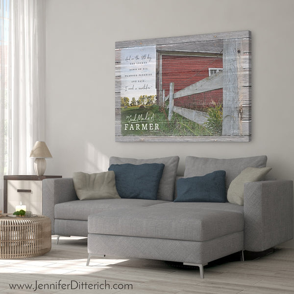 So God Made A Farmer Canvas Print - Caretaker Verse - Jennifer Ditterich Designs