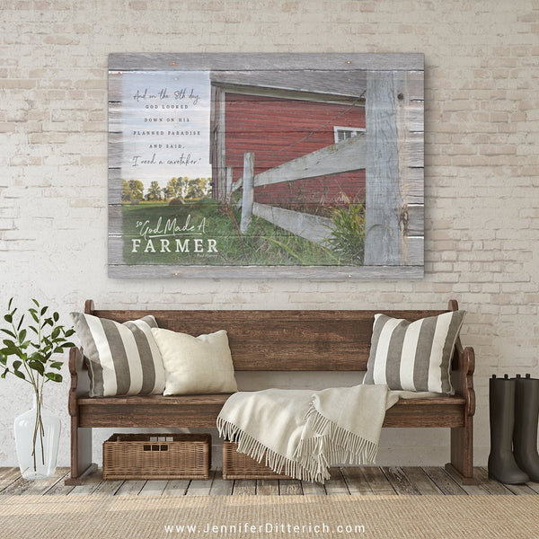 So God Made A Farmer Canvas Print - Caretaker Verse - Jennifer Ditterich Designs