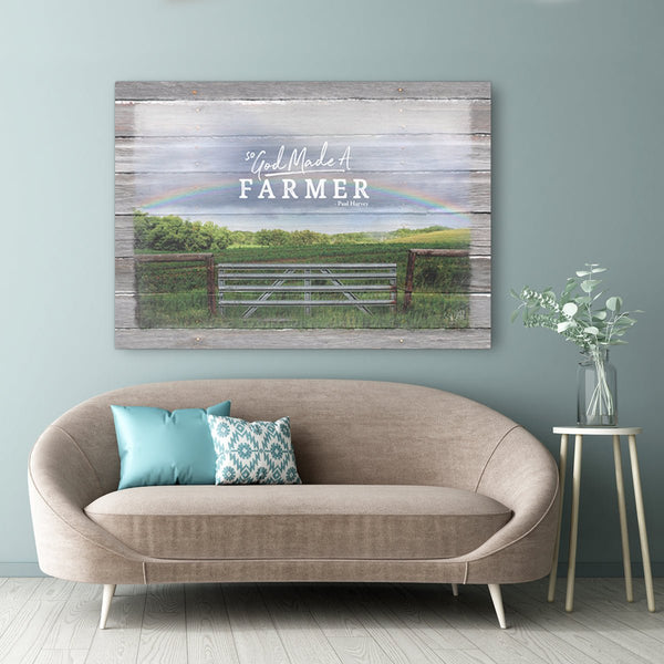 So God Made A Farmer Canvas Print - Rainbow and Field - Jennifer Ditterich Designs