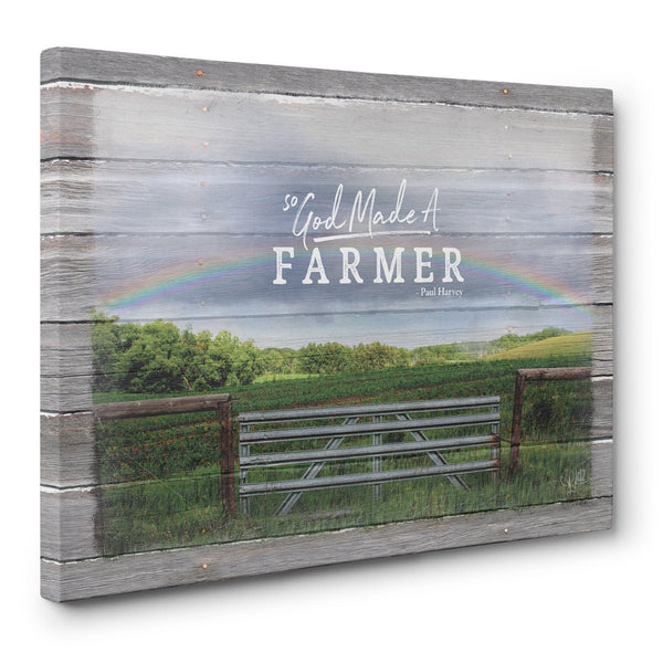 So God Made A Farmer Canvas Print - Rainbow and Field - Jennifer Ditterich Designs