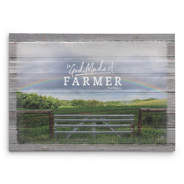 So God Made A Farmer Canvas Print - Rainbow and Field - Jennifer Ditterich Designs