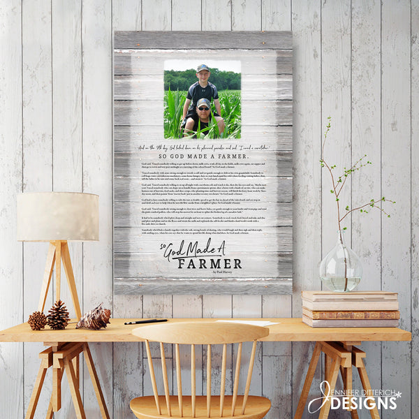 So God Made A Farmer Canvas Print with Custom Photo - Jennifer Ditterich Designs