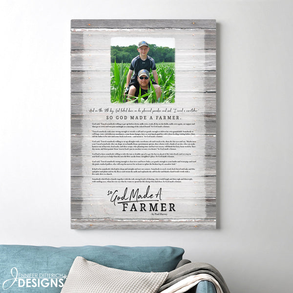 So God Made A Farmer Canvas Print with Custom Photo - Jennifer Ditterich Designs