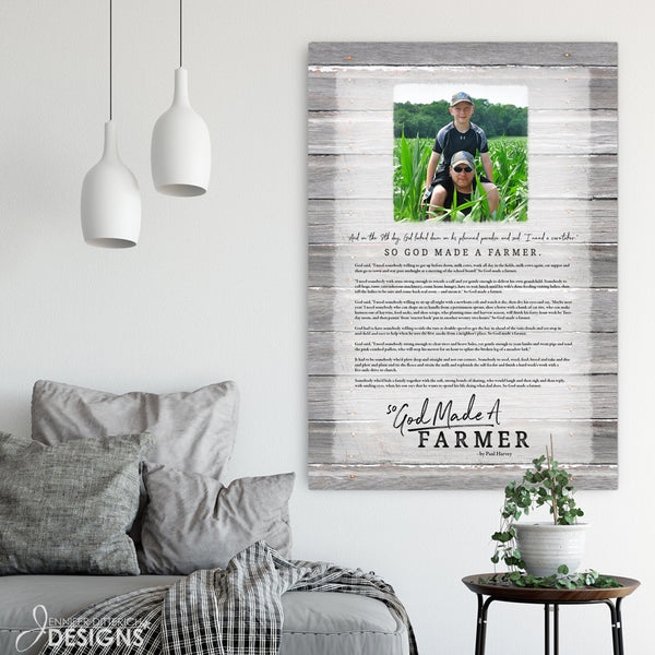 So God Made A Farmer Canvas Print with Custom Photo - Jennifer Ditterich Designs