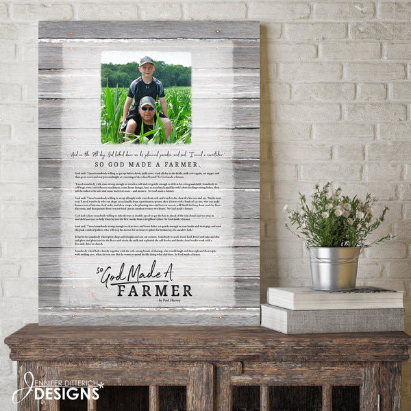 So God Made A Farmer Canvas Print with Custom Photo - Jennifer Ditterich Designs