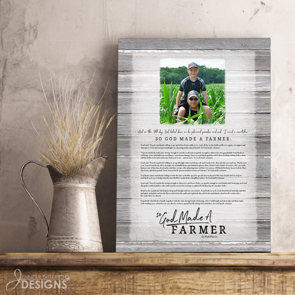 So God Made A Farmer Canvas Print with Custom Photo - Jennifer Ditterich Designs