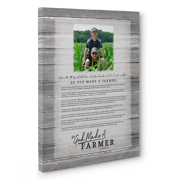 So God Made A Farmer Canvas Print with Custom Photo - Jennifer Ditterich Designs