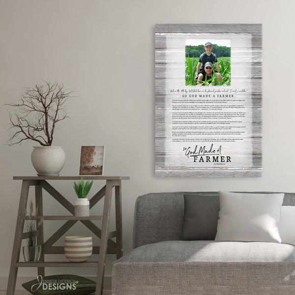 So God Made A Farmer Canvas Print with Custom Photo - Jennifer Ditterich Designs