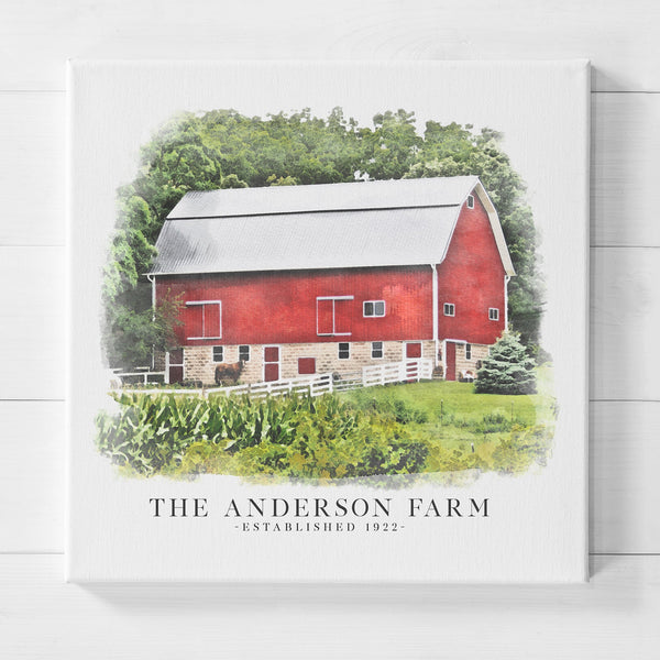 Watercolor Farm Portrait - Jennifer Ditterich Designs