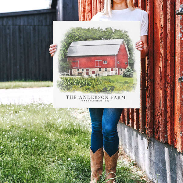 Watercolor Farm Portrait - Jennifer Ditterich Designs