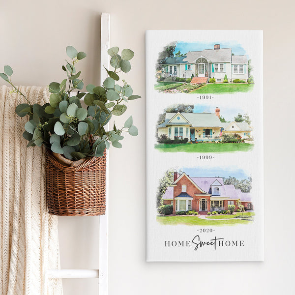 Watercolor Home Portrait with Multiple Homes - Jennifer Ditterich Designs
