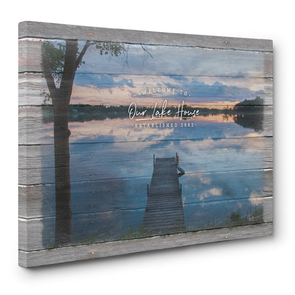 Welcome to Our Lake House Personalized Canvas Print - Jennifer Ditterich Designs