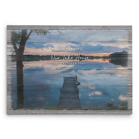 Welcome to Our Lake House Personalized Canvas Print - Jennifer Ditterich Designs