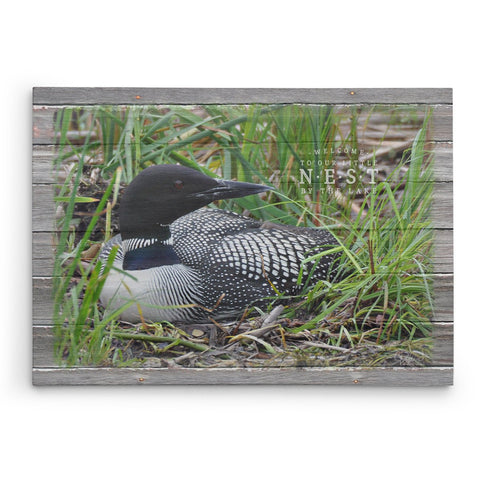 Welcome To Our Little Nest By The Lake - Canvas Loon Print - Jennifer Ditterich Designs