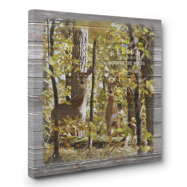 Welcome To Our Neck Of The Woods - Twin Whitetail Deer Print - Jennifer Ditterich Designs
